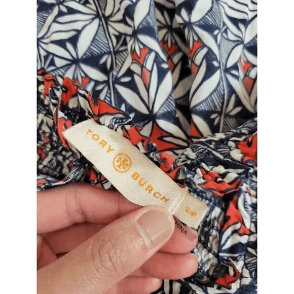 TORY BURCH Poppy Acoma Smocked Strapless Halter Jumpsuit S - Picture 6 of 10